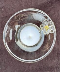 Teelicht mit Blume klar